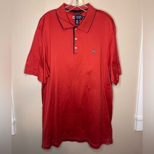 NEW Chaps Men’s Mercerized Cotton Short Sleeve Golf Polo Shirt XL Brick Red